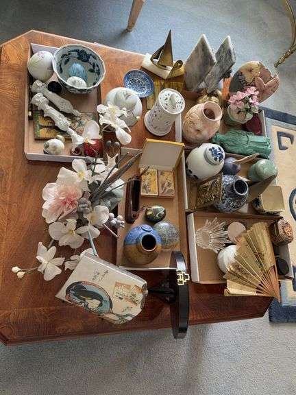 Large lot of Asian influenced decorative pieces and pottery