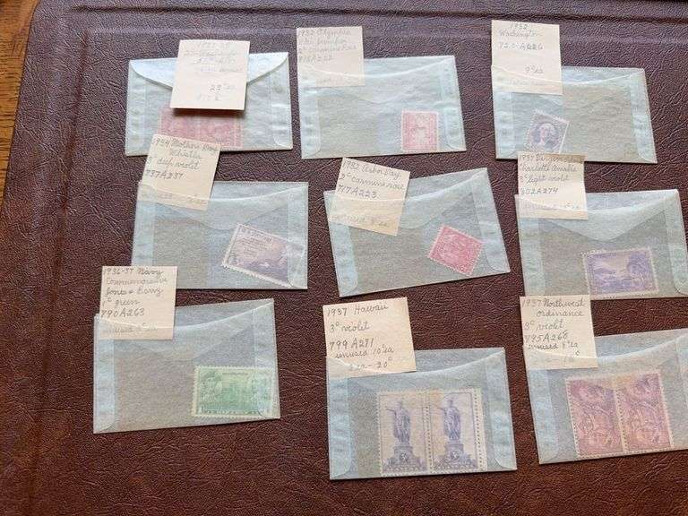 Mostly 1930s unused stamps as shown. One 1870 Washington image