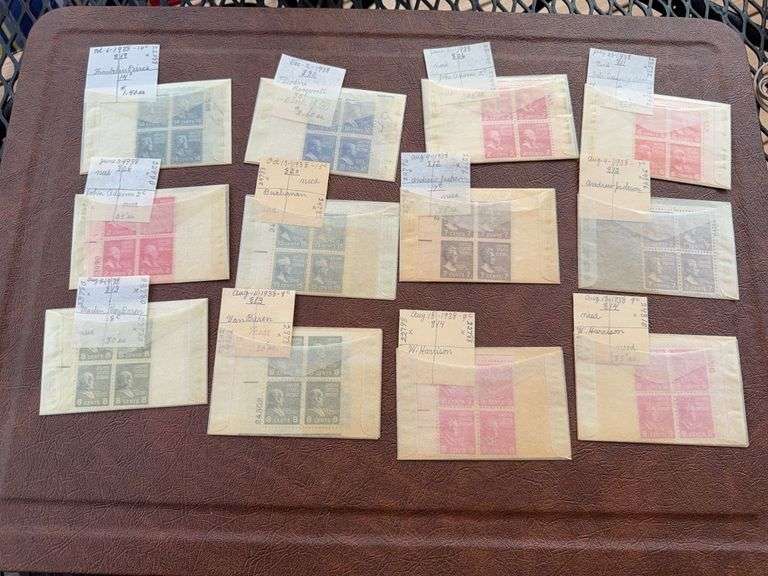 1938 Presidential stamps. Mostly blocks of 4 image