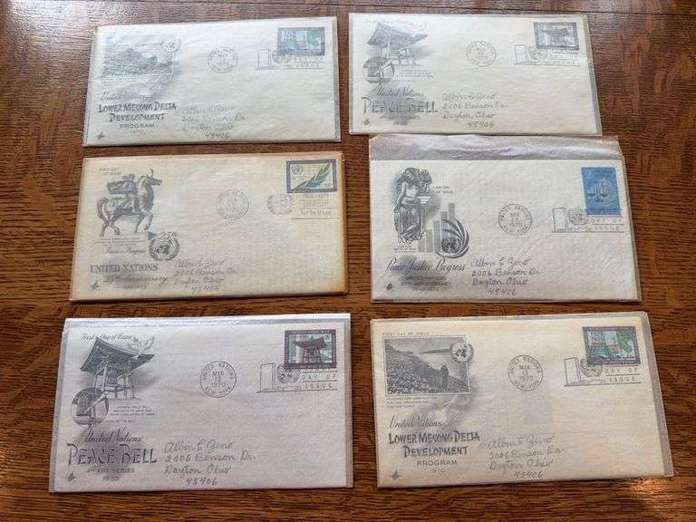 1970 first day issue envelopes with postage image