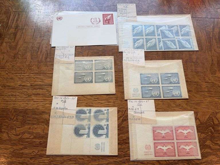 1951 US Postage stamps. Mostly airmail first UN issues. Not used image