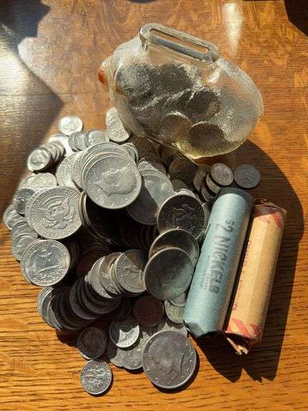 Unsearched clad coins and nickels. Approximately $50 in face value