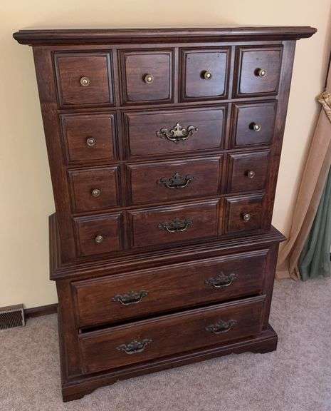 Dark brown 6 drawer tall dresser