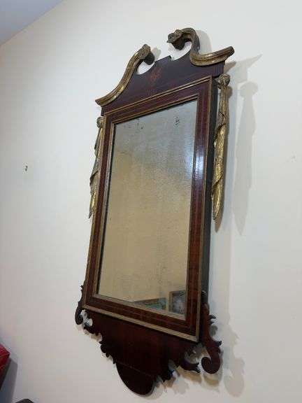 Antique Chippendale Style Mahogany Wall Mirror