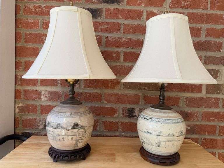 Asian Ginger Jar Lamp Duo