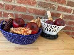 Ceramic Woven Baskets with Decor