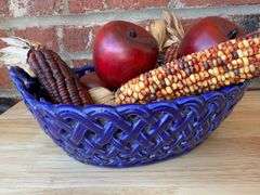 Ceramic Woven Baskets with Decor
