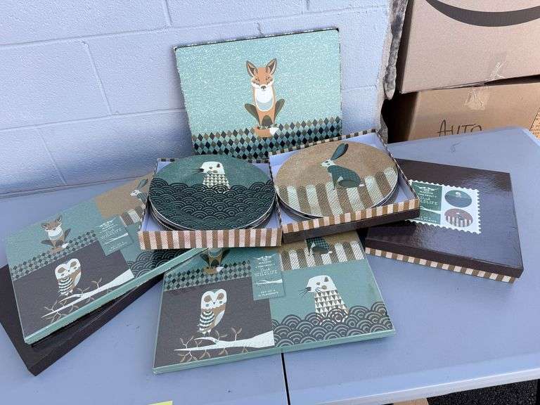 Magpie & Tom Frost Dusk Wildlife Place Mats & Dinner Plates - A Woodland Feast!