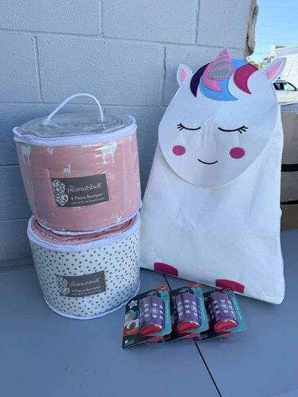 Baby Bundle: Peanut Shell Bumper Set, Tommee Tippee Cups, and Adorable Storage!