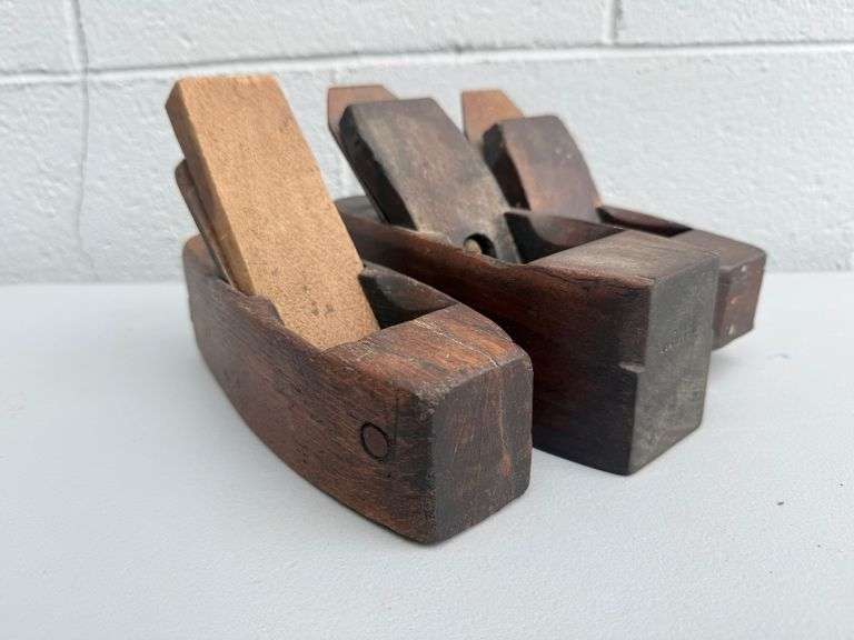 Trio of Antique Smoothing Planes: Woodworking Tools with Character image
