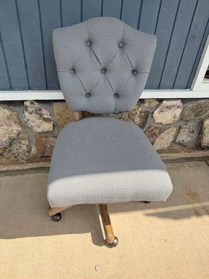 Tufted Gray Office Chair - Rolling Charm image