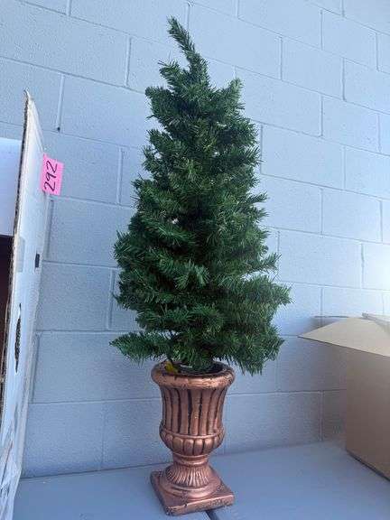 Two 4-ft Potted Artificial Christmas Trees with Lights image