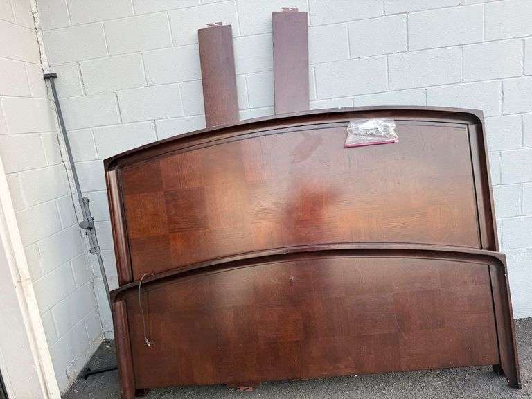 Grand Dark Wood King Bed Headboard & Footboard image
