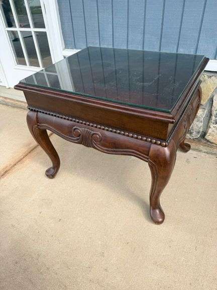 Classic Wood and Glass Accent Table image
