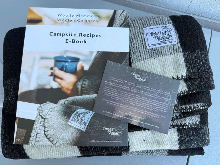 Woolly Mammoth Woolen Co Black and Cream Blanket with E-Book