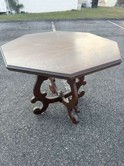 Octagonal Table with Ornate Legs image