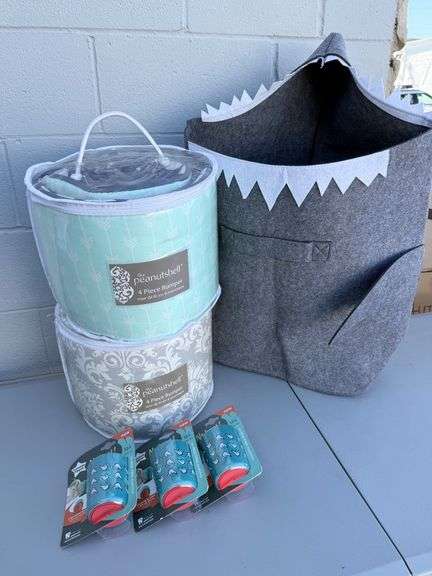 Snuggle-Ready Baby Bundle: Shark Storage, PeanutShell Bumpers, and Tommee Tippee Cups!