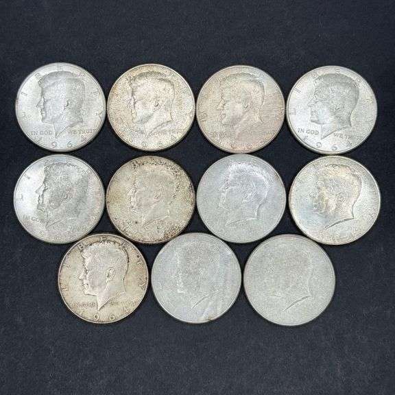 Eleven 1964 Kennedy Half Dollars – 90% Silver image