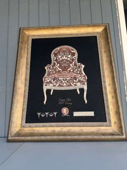Framed Empire Style XVIII Century Embroidered Art image