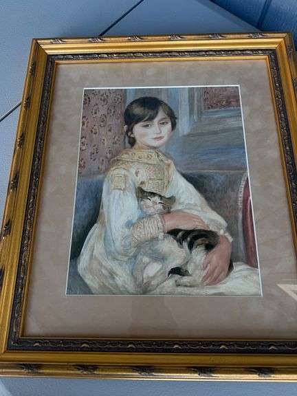 Framed Renoir Print - Julie Manet with Cat image