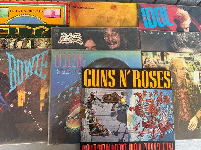 Collection of Vinyl Records: Guns N' Roses, Billy Idol, Tom Petty, Bryan Adams, Journey, and More image