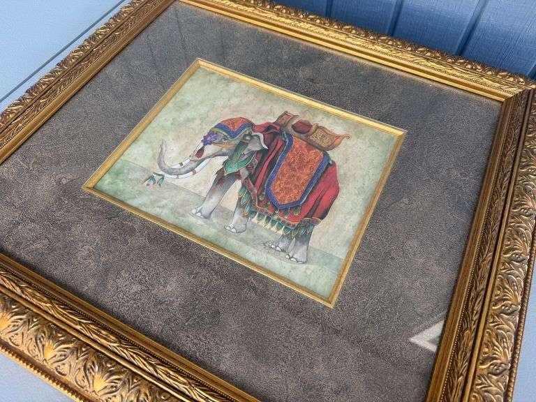 Framed Print of Miniature Painting - Indian Whimsical Elephant image
