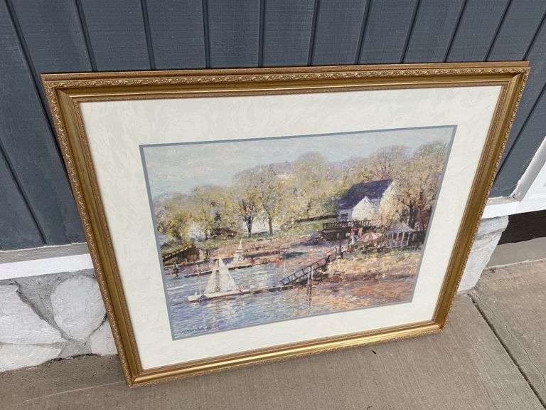 Framed Nautical Art: Harbor Scene image