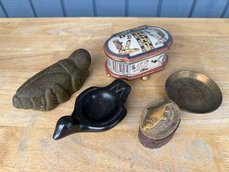 Mixed Media Assortment: Egyptian Style Box, Stone Carving, and More! image