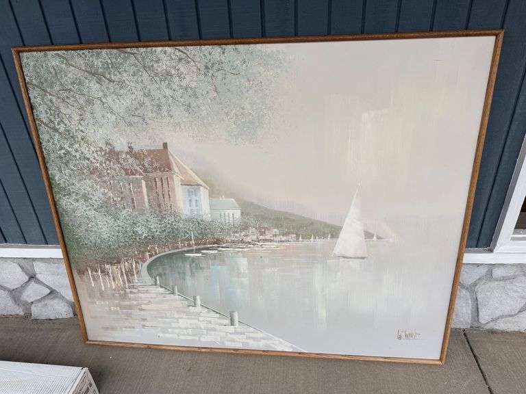 Framed Seascape Painting Signed by Artist image