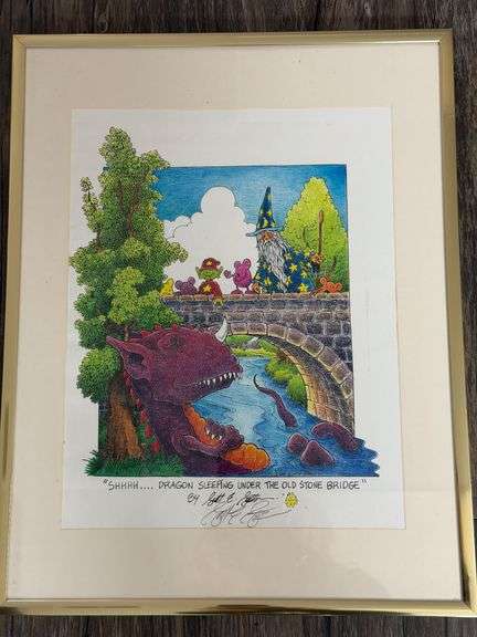 Framed 'Shhhh... Dragon Sleeping Under The Old Stone Bridge' Print image