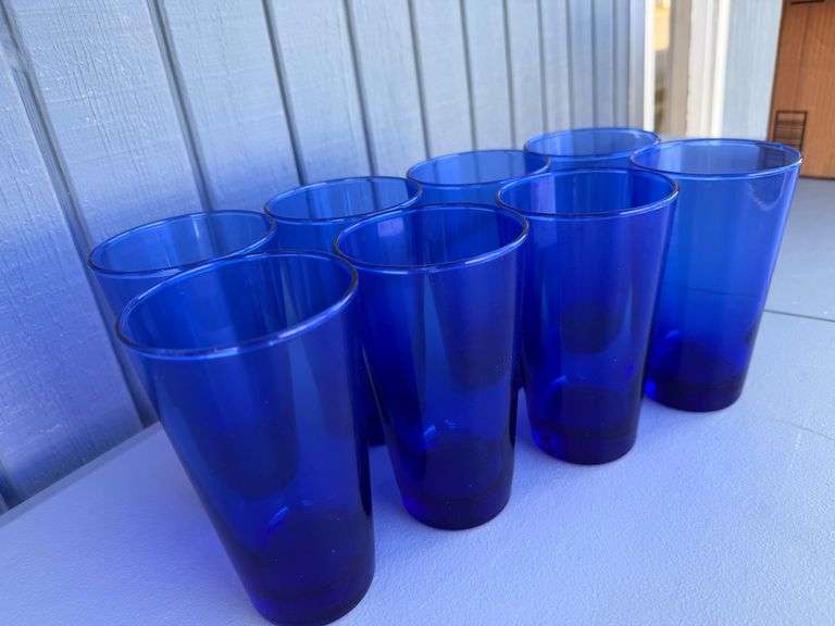 Set of Eight Cobalt Blue Drinking Glasses image