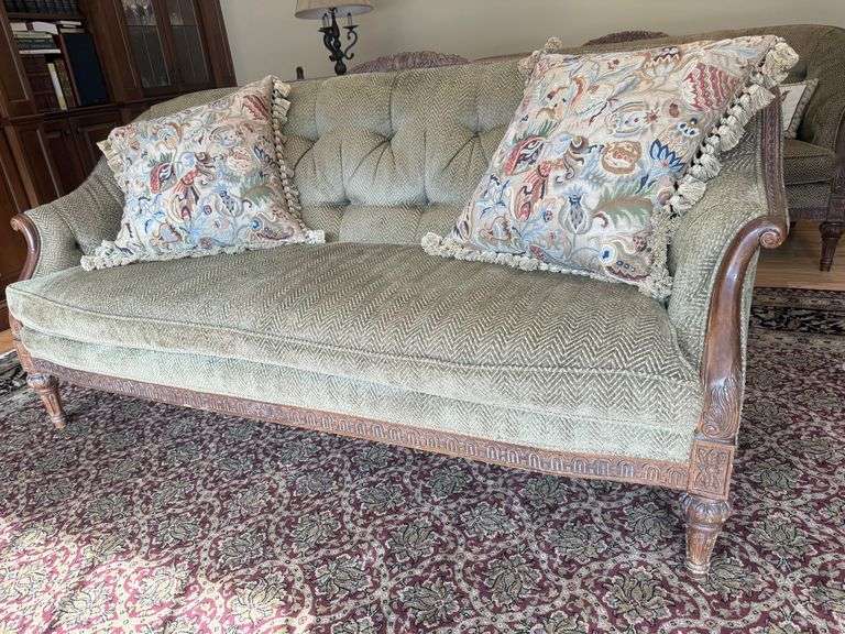 Century Hickory Sofa with Custom Pillows image