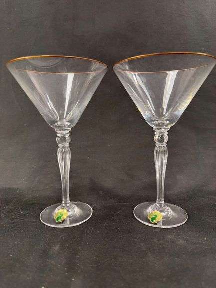 Waterford Crystal Gold Rim Martini Glasses - Pair image