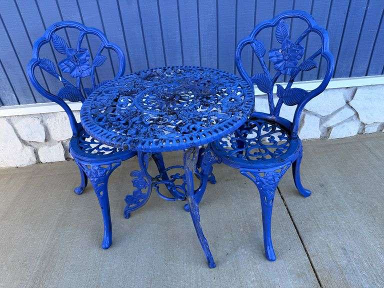 Enchanting Cobalt Cast Iron Bistro Set image