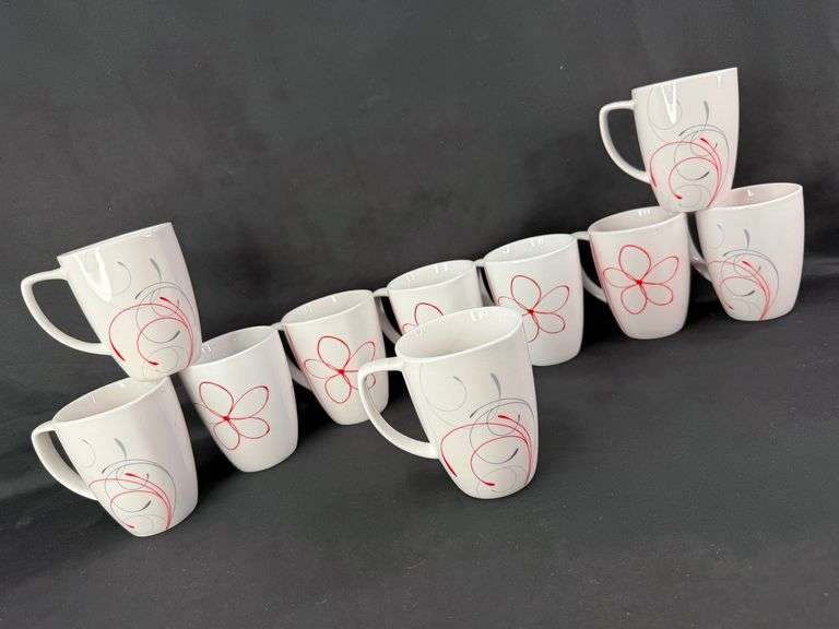 Set of 10 Corelle Coordinates Porcelain Coffee Mugs image