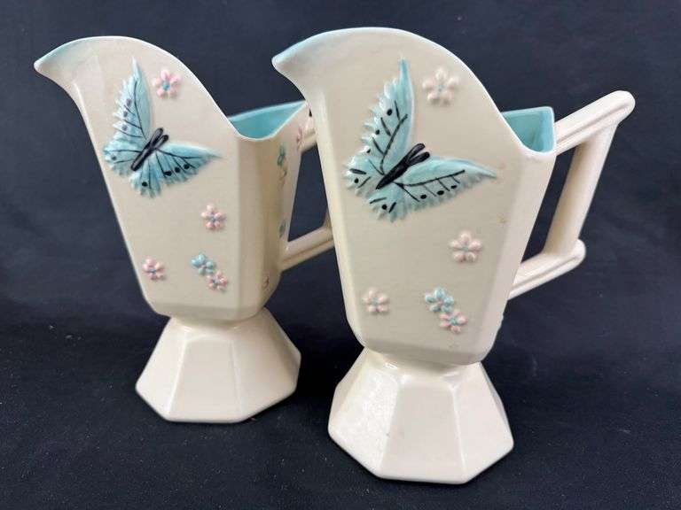 Hull Pottery Butterfly Creamer and Sugar Set image