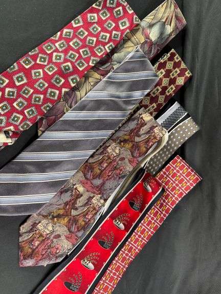 Lot of Designer Silk Ties - Tommy Hilfiger, Giorgio Armani, Christian Dior, and More! image