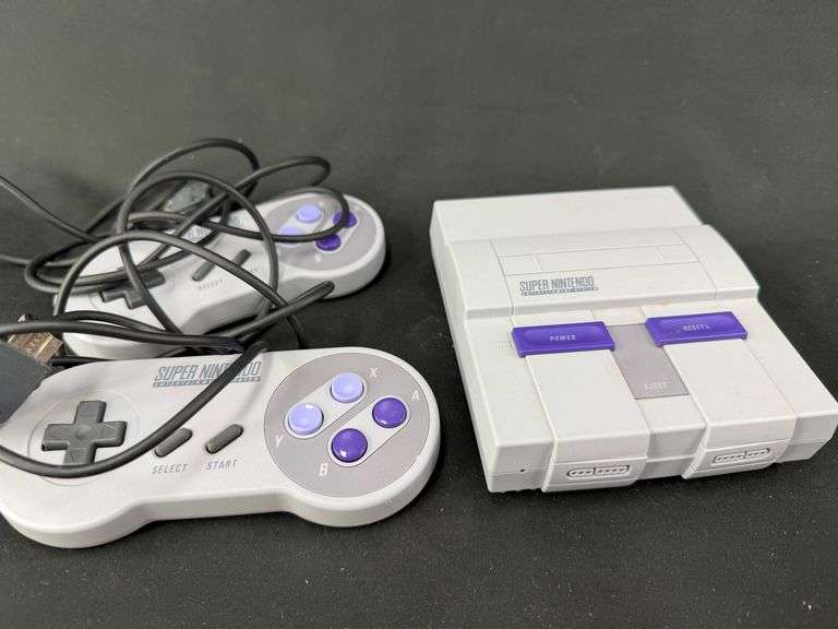 Super Nintendo SNES Console with Two Controllers image