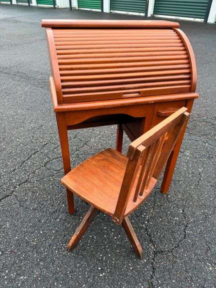Child-Sized Roll Top Desk & Chair Set image