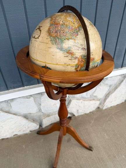 Vintage Replogle World Classic 12 Inch Diameter Globe on Wooden Stand image