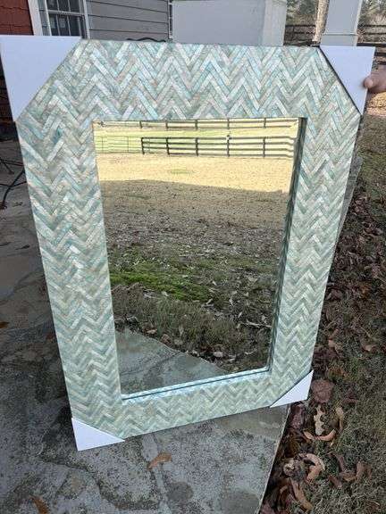 Chevron Patterned Accent Mirror image