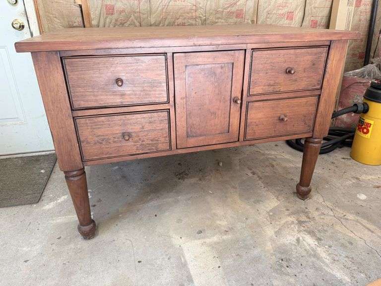 Charming Wooden Island with Drawers and Cabinet image