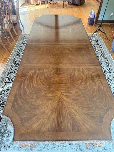 Inlaid Wood Dining Table with Leaf Extensions image