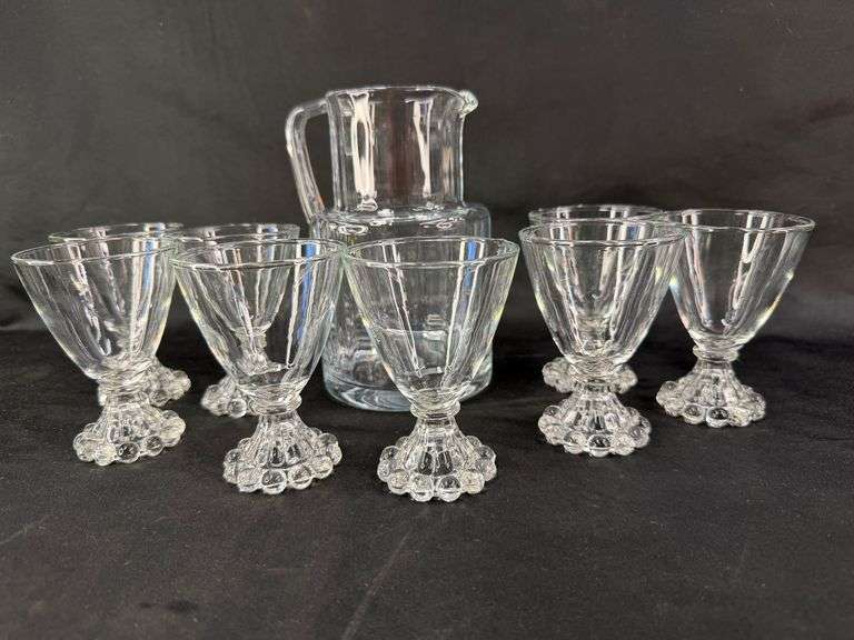 Ornate Glass Cordial Set - Pitcher and Six Glasses image