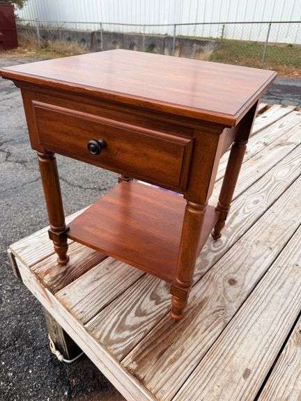 Charming Cherry Finish Side Table with Drawer and Shelf image