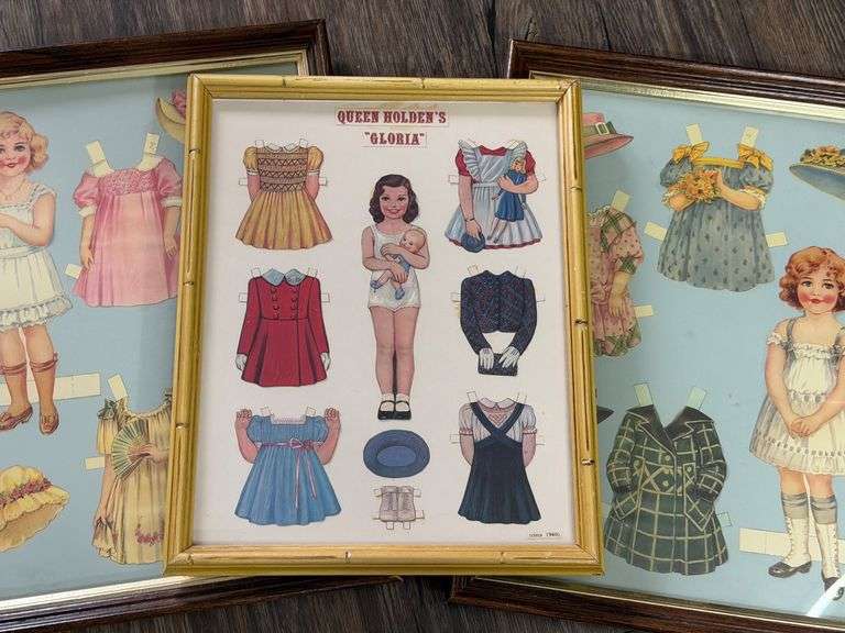 Framed Queen Holden's "Gloria" and Companion Paper Dolls image