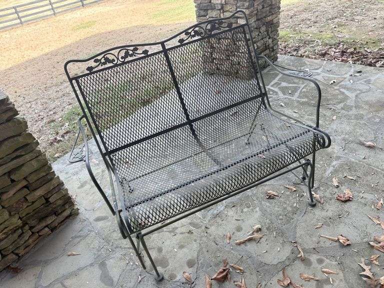 Elegant Wrought Iron Garden Glider Bench image