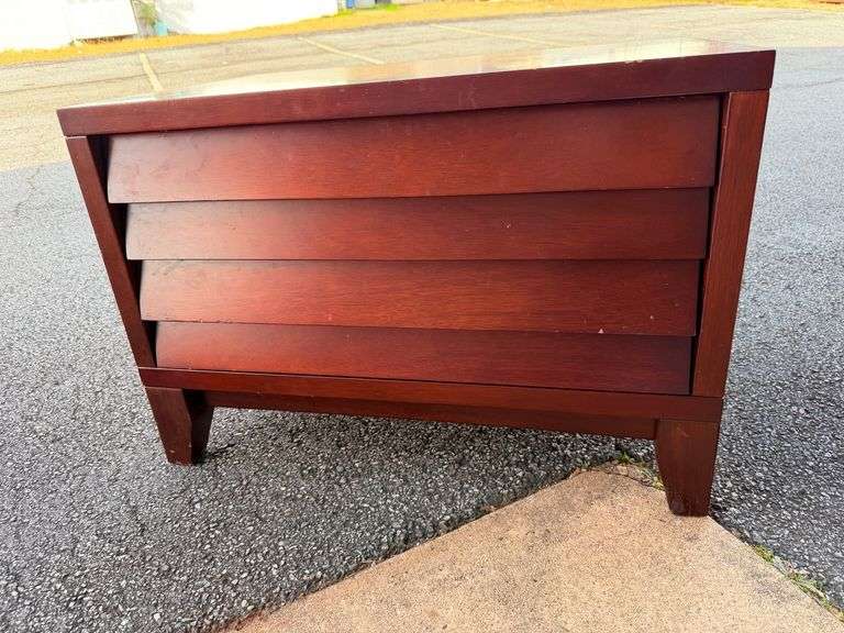 Stylish MCM Side Table with Unique Drawer Design image