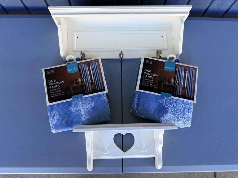 Heart Cutout Shelf with Window Curtain Panels image