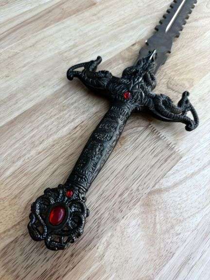 Decorative Dragon Handle Sword with Red Gems